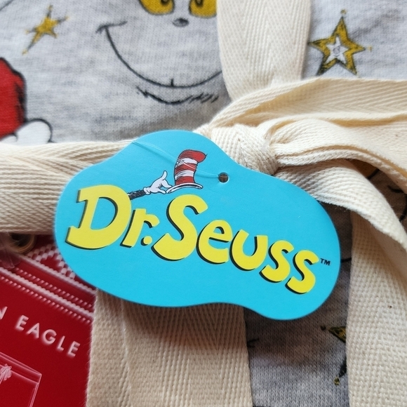 Ae | Grinch Christmas Pajama Set Gray Crew Neck Sweatshirt & Hi-Rise Joggers S - Picture 3 of 9